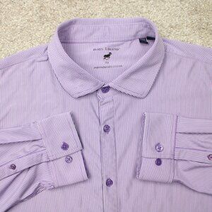 Horn Legend Shirt Mens XL Purple/White Striped Performance Luxury Long Sleeve